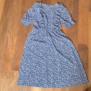 Dusty blue ditsy floral dress
